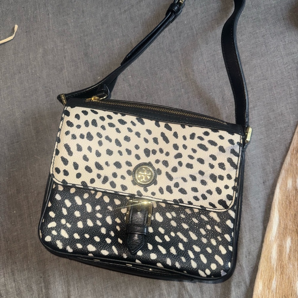 Tory Burch Black and White Patterned Crossbody Bag
